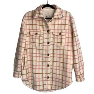 Joie Pink Flannel Plaid Lined Shaket Jacket Size XS